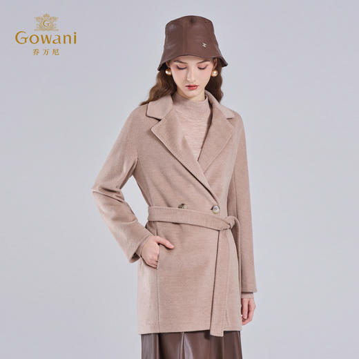 【100%绵羊毛】乔万尼气质系带优雅风西装领100%羊毛短款大衣外套EM4A508 商品图2