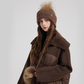 卡蒙毛绒针织帽女2025秋冬新款防寒保暖修饰脸型显脸小护耳毛线帽KM-9587