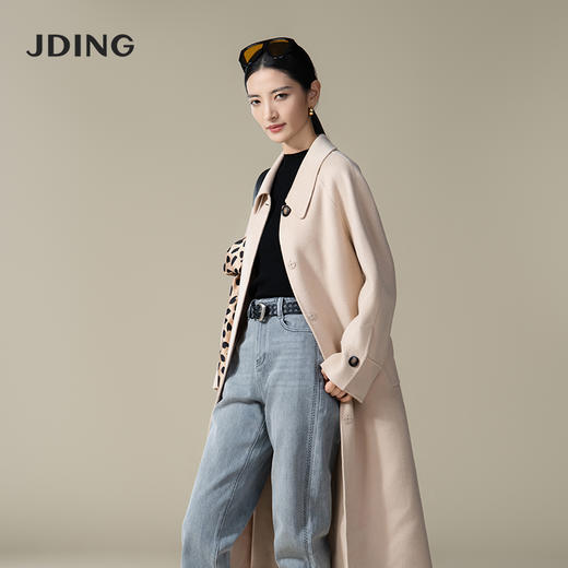 【商场同款】CJCI006  衬衫领双面呢大衣 优质绵羊毛,轻盈的包裹感 荔枝粉双面呢  衬衫领插肩袖大衣 商品图3