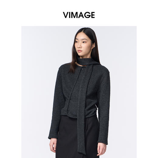 VIMAGE纬漫纪多种系法带本布飘带设计摩登时尚上衣小外套V2403109 商品图1
