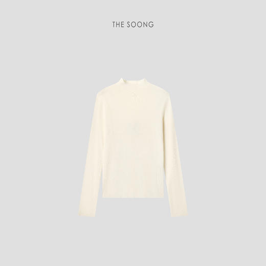 THESOONG|"三醋酸羊毛无缝一体"经典高支软糯肤感立领毛衣HWMY7205 商品图4
