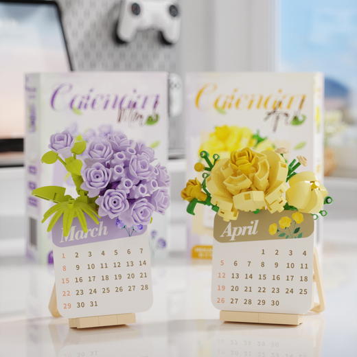 【2026花卉积木日历】十二月永生花卉桌面日历摆件拼装积木 商品图4