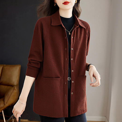 大码长袖衬衫女秋冬季2026新款高级感衬衣灯芯绒外套上衣减龄洋气 商品图2