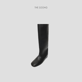 THESOONG|"摩登骑士靴"头层牛皮光滑质感百搭真皮大底中筒靴HWXZ8170