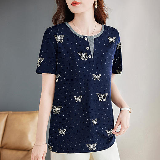 纯棉短袖t恤女夏季2026新款洋气大码女装胖mm宽松显瘦女士上衣 商品图1