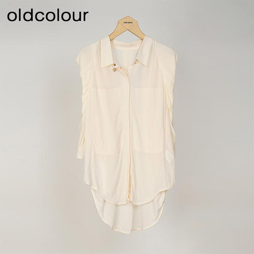 oldcolour欧珂夏季时尚简约宽松休闲纯色短袖衬衫女HO26011459 商品图0