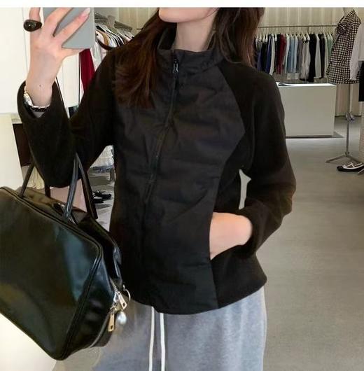 【小蛮腰三防羽绒摇粒绒拼接外套】白鸭绒填充+羊羔绒拼接 石墨烯蜂窝发热 商品图5