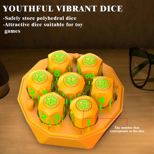 Victorydice 会发光的骰子 LED充电硅胶游戏骰子套装 带充电盒 商品图5