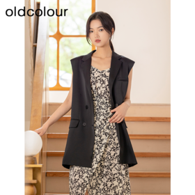 oldcolour夏季新款黑色高级感时尚通勤简约西装马甲女HQ210301A1