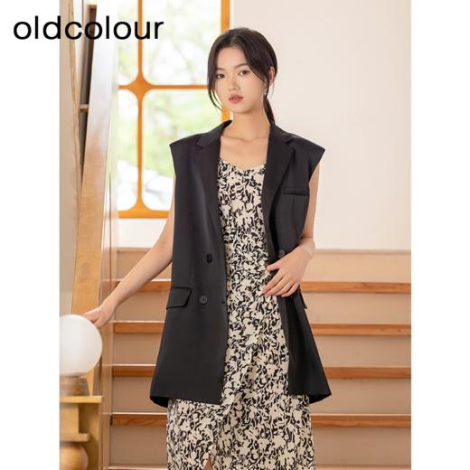 oldcolour夏季新款黑色高级感时尚通勤简约西装马甲女HQ210301A1 商品图0