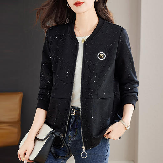 休闲大码棒球服外套女春季2026新款中年妈妈黑色夹克女士上衣薄款 商品图2