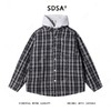 47176SDSA男士秋冬新款痞帅男装韩版拼接格纹纽扣连帽夹克外套百搭时尚 商品缩略图1