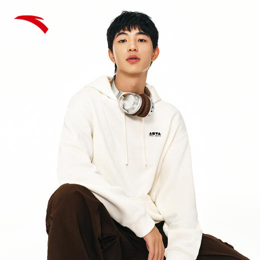 安踏美式国潮卫衣男印花休闲连帽套头运动上衣152448711N-1 商品图2