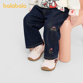 巴拉巴拉女童牛仔裤直筒裤秋冬2025新款长裤绣花洋气