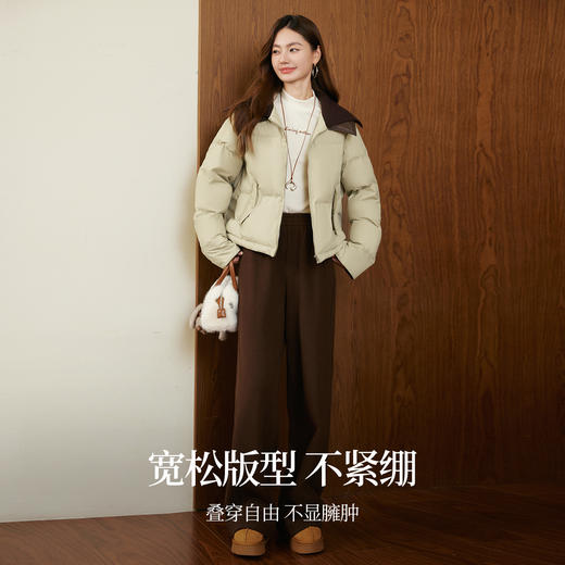  【年货节】熙世界巴恩风针织翻领棉服厚外套女小个子短款棉衣2025年新款冬装 商品图2