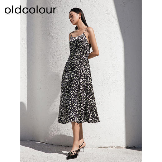 oldcolour夏季新款气质减龄中长款碎花吊带连衣裙女GP31104003 商品图3