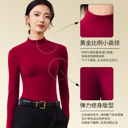 爱帝女士膨体锁温双面磨绒小立领长袖打底衫 商品图1