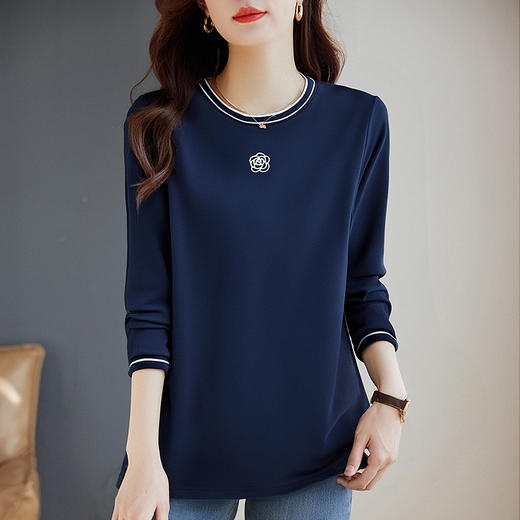 秋冬大码长袖t恤女2026新款宽松纯棉上衣女士好看洋气胖mm打底衫 商品图0