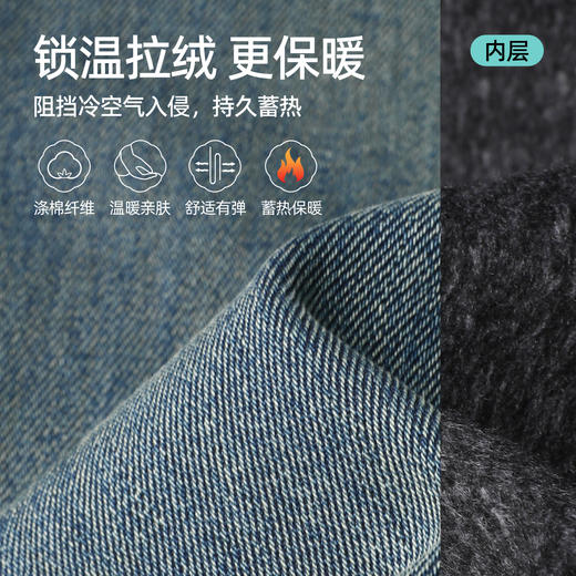 【窄版-拉绒-长直筒】逸阳冬新品加绒保暖显瘦窄版阔腿牛仔1418R 商品图2