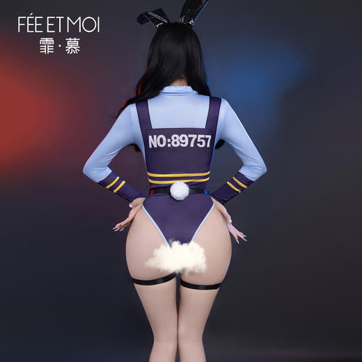【情趣内衣】霏慕 热辣开裆兔子教官套装6411 商品图4