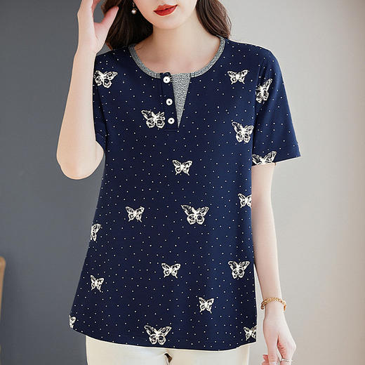 纯棉短袖t恤女夏季2026新款洋气大码女装胖mm宽松显瘦女士上衣 商品图3