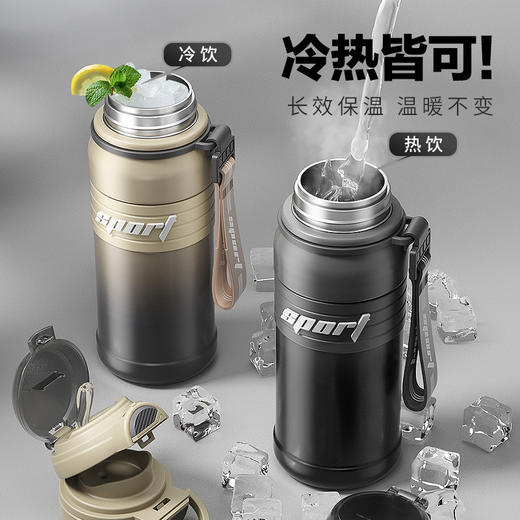 户外骑行跑步运动杯316不锈钢保温杯子弹头大容量水壶带吸管水杯 商品图1