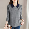 翻领长袖T恤女士大码早春装2026新款洋气妈妈打底衫宽松显瘦上衣 商品缩略图3