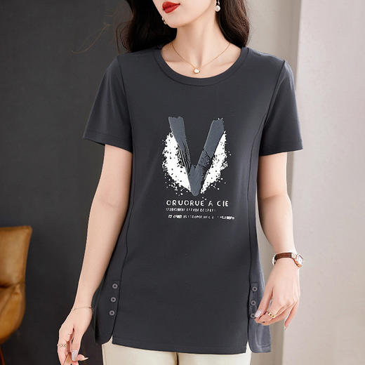 中长款t恤女2026新款夏季纯棉短袖上衣宽松加肥加大码半袖体恤衫 商品图2