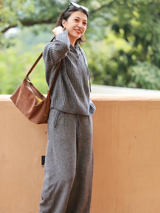 PETIT SCHAN小闪 CLO#945 Sitting in Oblivion 坐忘 羊毛彩点纱抽绳针织阔腿萝卜裤 商品图4