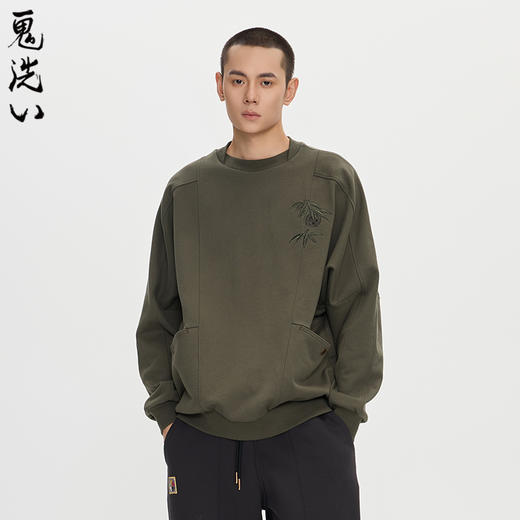 ONIARAI/鬼洗25秋冬泥棒蓝赤焰唐狮刺绣拼接卫衣男式新品 25NOB52 商品图2