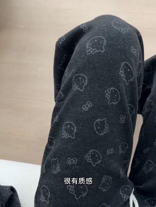 【YW】无忧购加绒款韩系可爱kitty猫腰头拼色休闲垂感阔腿糯米裤（截单后7天发货) 商品图1