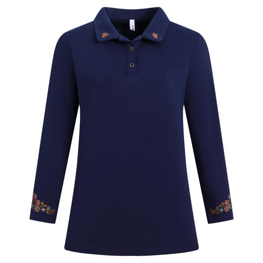 长袖翻领t恤女2026新款大码女装纯棉打底衫中年妈妈春秋有领上衣 商品图4