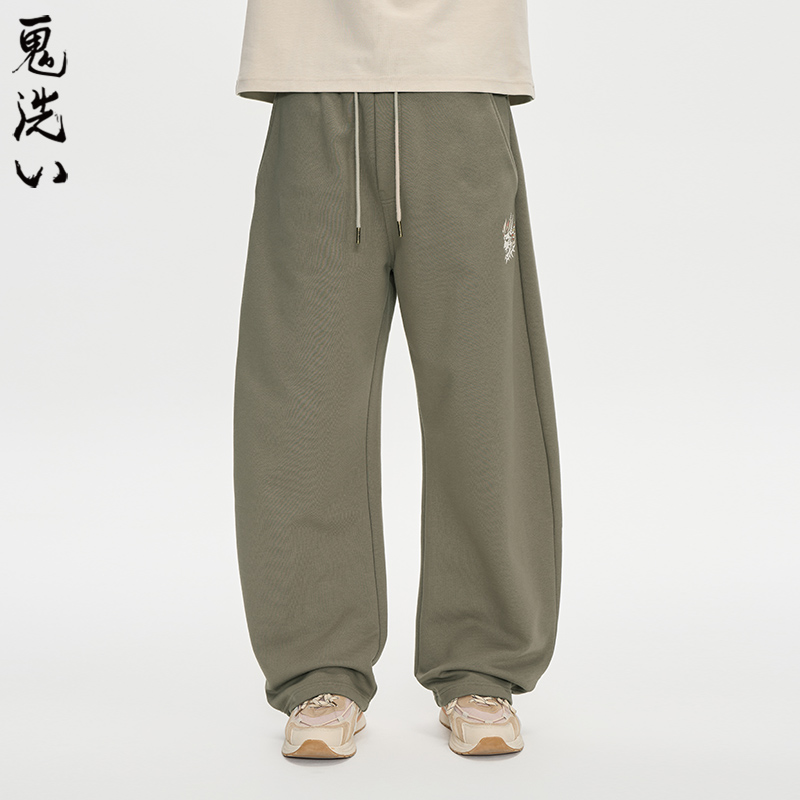 ONIARAI/鬼洗25秋冬复古中腰弯刀加绒针织长裤男式休闲 B540180