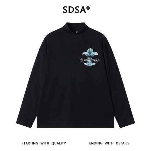 T4992SDSA男士秋冬新款痞帅男装潮牌彩色字母印花半高领长袖T恤百搭潮 商品图1