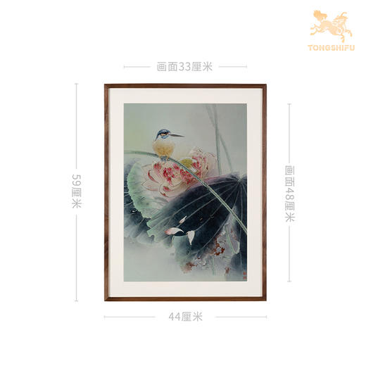 铜师傅 手工錾刻 铜雕画《翠鸟荷花》客厅玄关沙发背景墙装饰画 商品图5