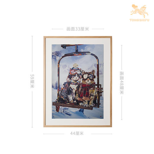铜师傅 手工錾刻 铜雕画《滑雪猫》客厅玄关画沙发背景墙装饰画 商品图4