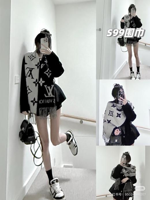 D110427情侣款精典百搭可双面佩戴羊绒流苏围巾 商品图6