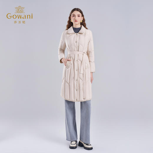 乔万尼长款系带高蓬休闲显瘦时尚羽绒服保暖收腰EM4T603 商品图3