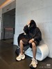 D110425红色字母连帽长袖落肩棉质卫衣男女同款 商品缩略图0