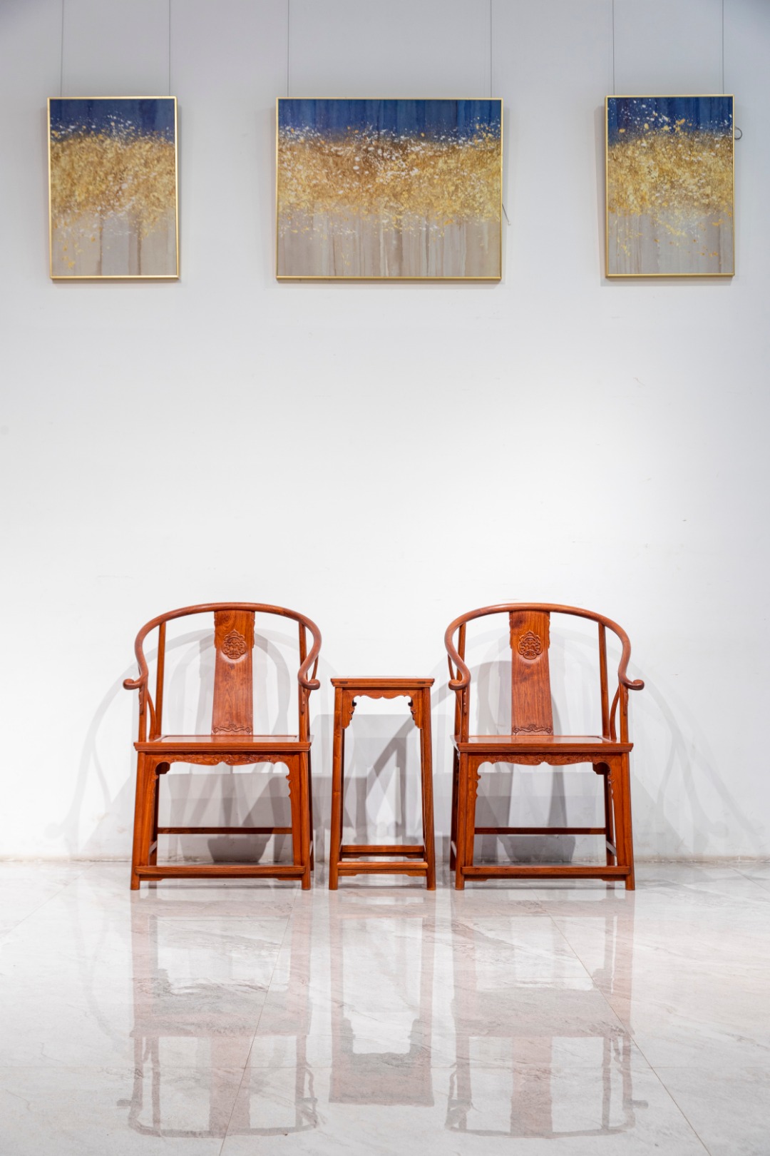 红桥红  家具严选  缅甸花梨（大果紫檀）【国博 团花圈椅 三件套】