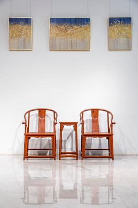 红桥红  家具严选  缅甸花梨（大果紫檀）【国博 团花圈椅 三件套】