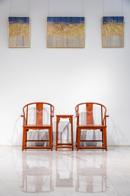 红桥红  家具严选  缅甸花梨（大果紫檀）【国博 团花圈椅 三件套】 商品图0