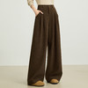 【11/5新品】熙世界【伯德松弛裤】复古棕色毛呢阔腿裤女冬季宽松直筒休闲裤子 商品缩略图3