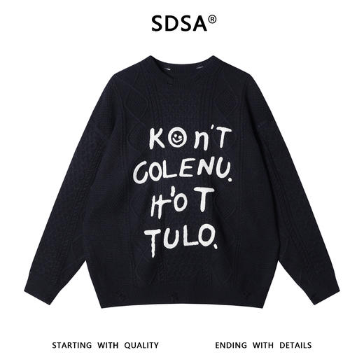 25922SDSA秋冬新款痞帅男装美式简约菱形撞色字母圆领毛衣百搭休闲上衣 商品图1