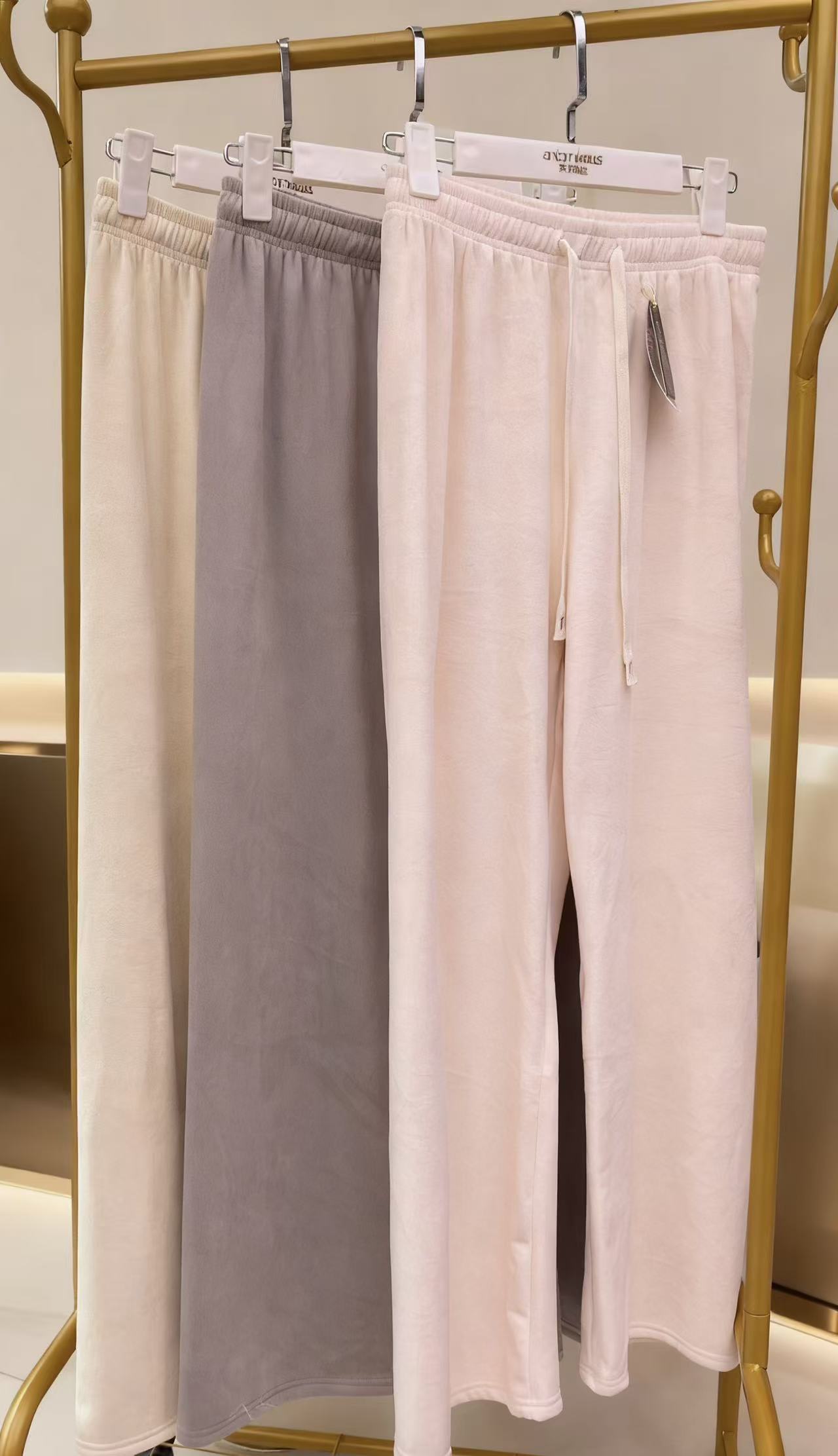 德绒纯色直筒裤舒适简约大方12525973