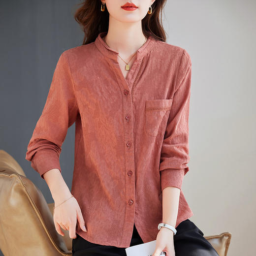 长袖高端外套女士衬衫2026年新款秋装大码女装妈妈上衣纯棉衬衣 商品图4