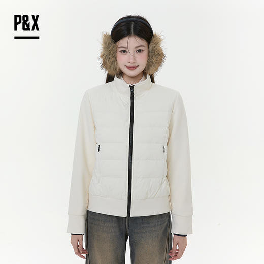 P&X设计师女装2025冬季分式马甲保暖短款羽绒服825424075 杏色 商品图1