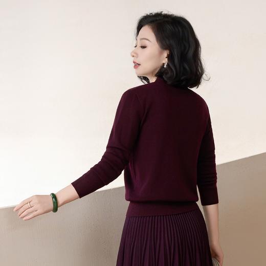 西子/胭脂醉羊毛V领飘带钉珠领结针织衫/MSTJ0713 商品图2