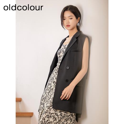 oldcolour夏季新款黑色高级感时尚通勤简约西装马甲女HQ210301A1 商品图1