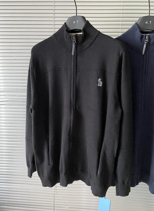 D110419秋冬新品男士上衣纯色长袖针织开衫拉链保暖外套 商品图3